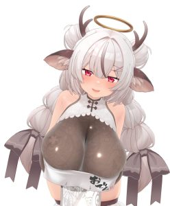 麝香ちまきがレース下着で男の耳元に身を乗り出し耳舐めをする全体像 - Chimaaki Jakouma leaning over a sub's ear in lace lingerie, performing earlicking_ASMR_RJ01634254